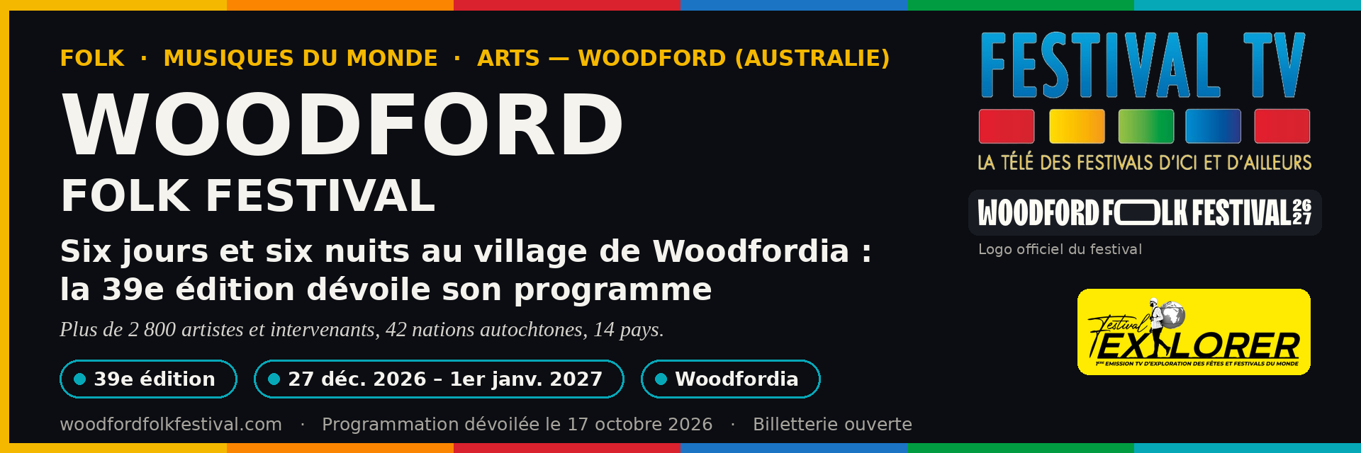 Bannière Festival TV — Woodford Folk Festival, Australie