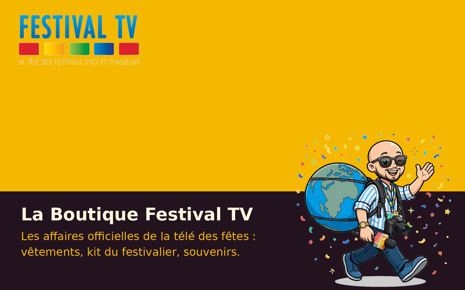 La Boutique Festival TV — visuel de la maison avec Moïse Premier, le personnage des Festival Explorers
