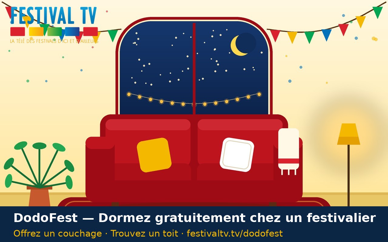 Illustration DodoFest : le canapé d'un festivalier, prêt à accueillir un autre festivalier pendant la fête