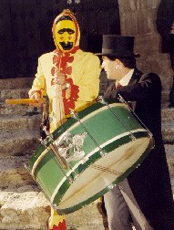 El Colacho masked alongside the atabalero and its drum