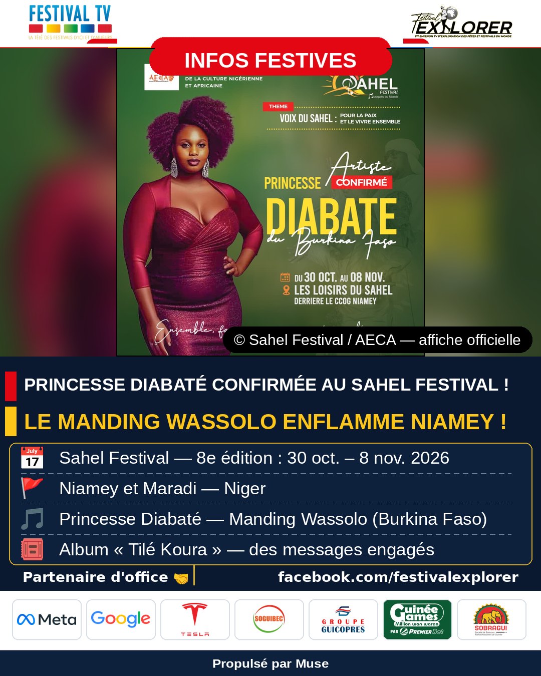 Visuel Infos Festives n° 24 — Princesse Diabaté confirmée au Sahel Festival 2026