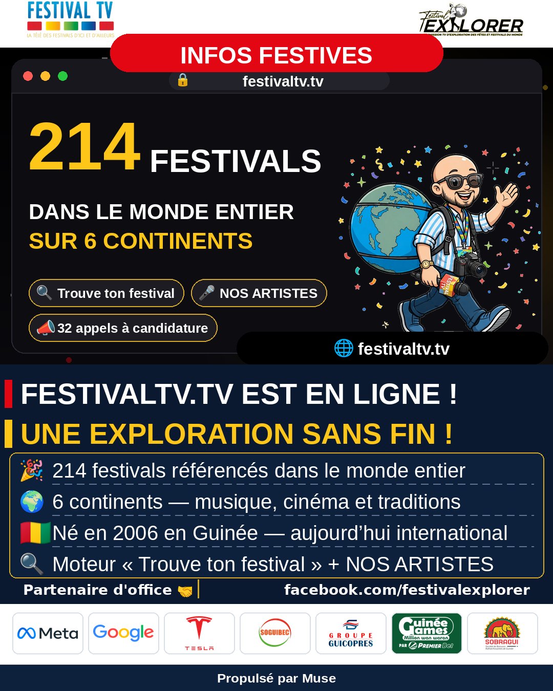 Visuel de l'annonce du lancement de festivaltv.tv