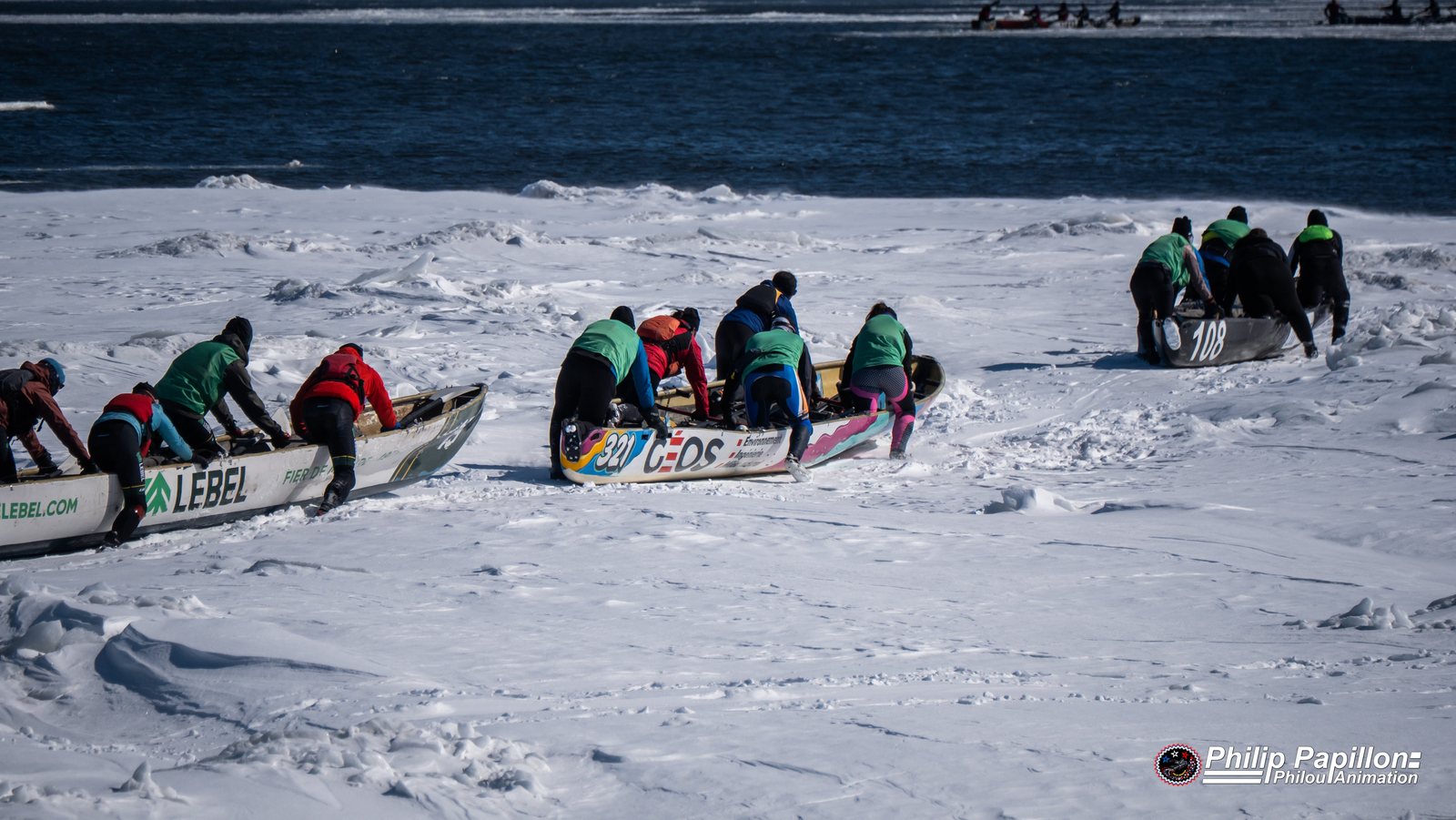 Ice canoe race at the Festival de la Banquise, Portneuf