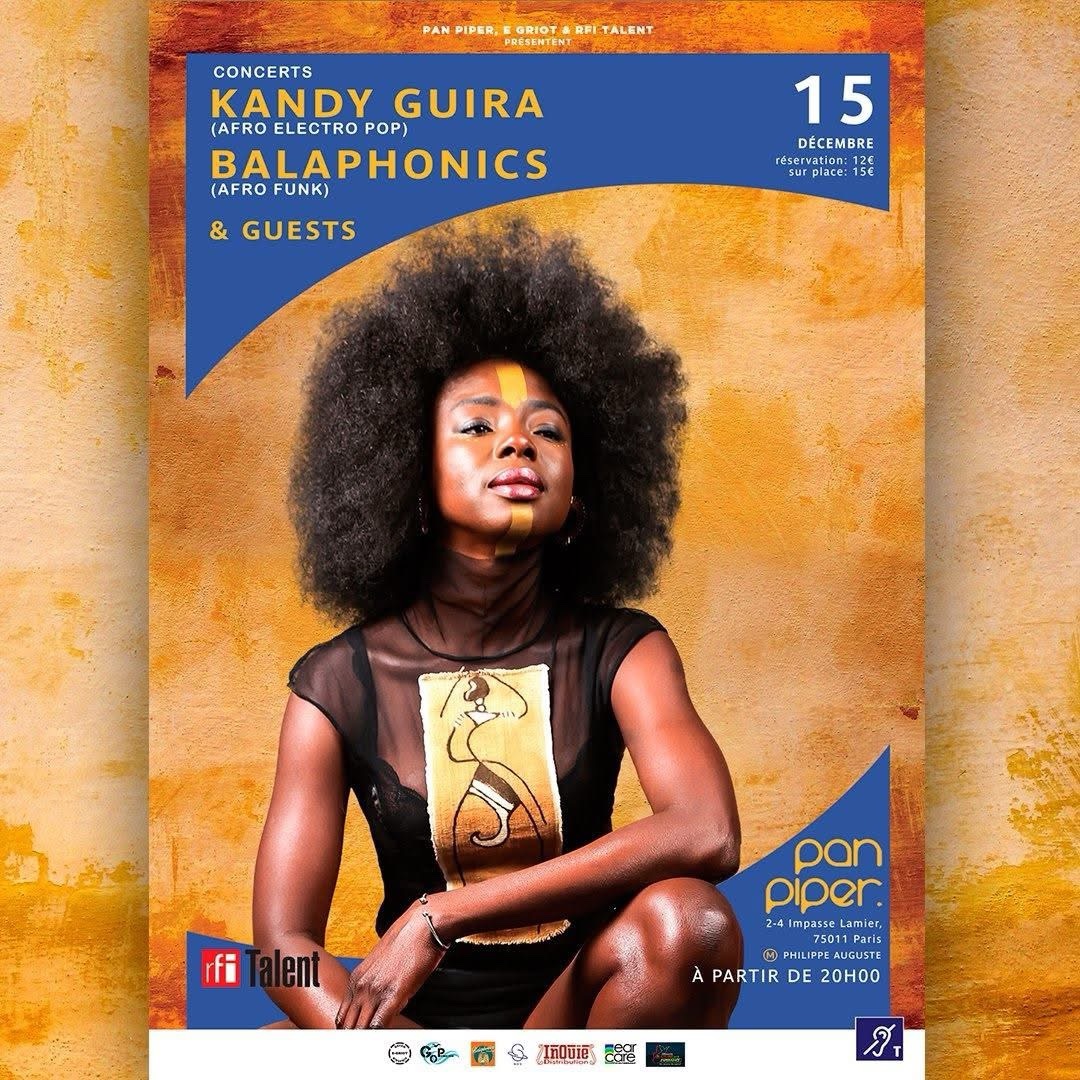 Official poster of the Kandy Guira and Balaphonics concert at Pan Piper, in Paris