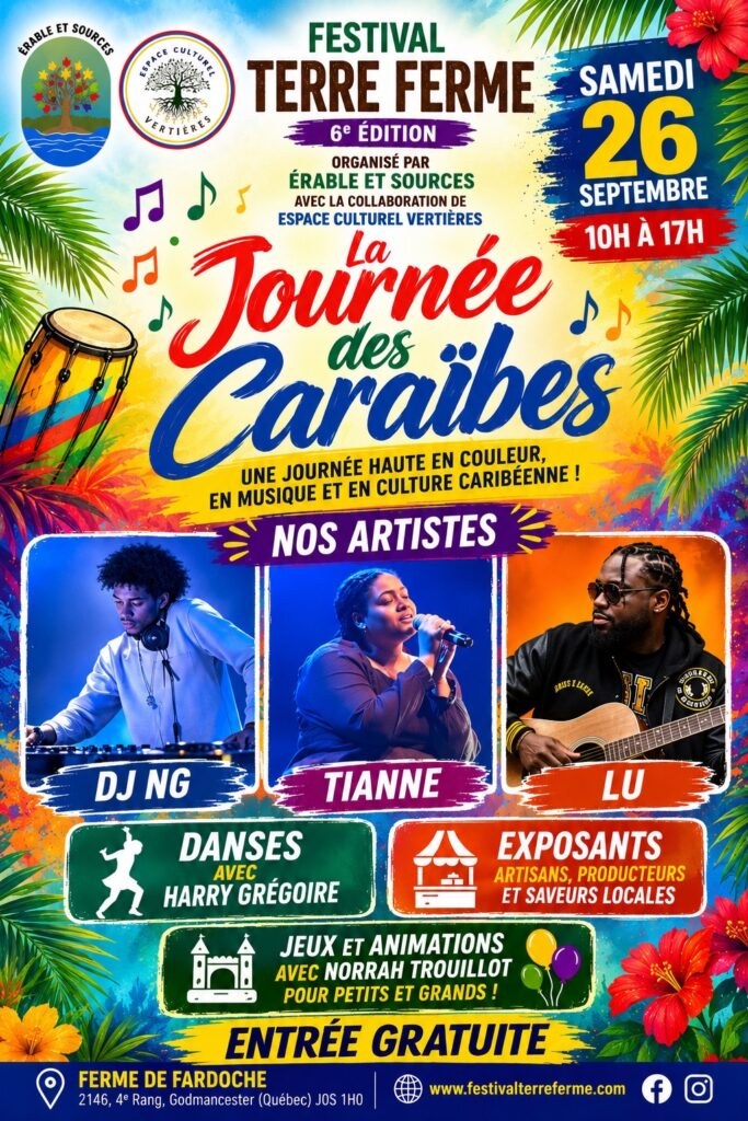 La Journée des Caraïbes, affiche officielle du samedi 26 septembre 2026 (DJ NG, Tianne, Lu)