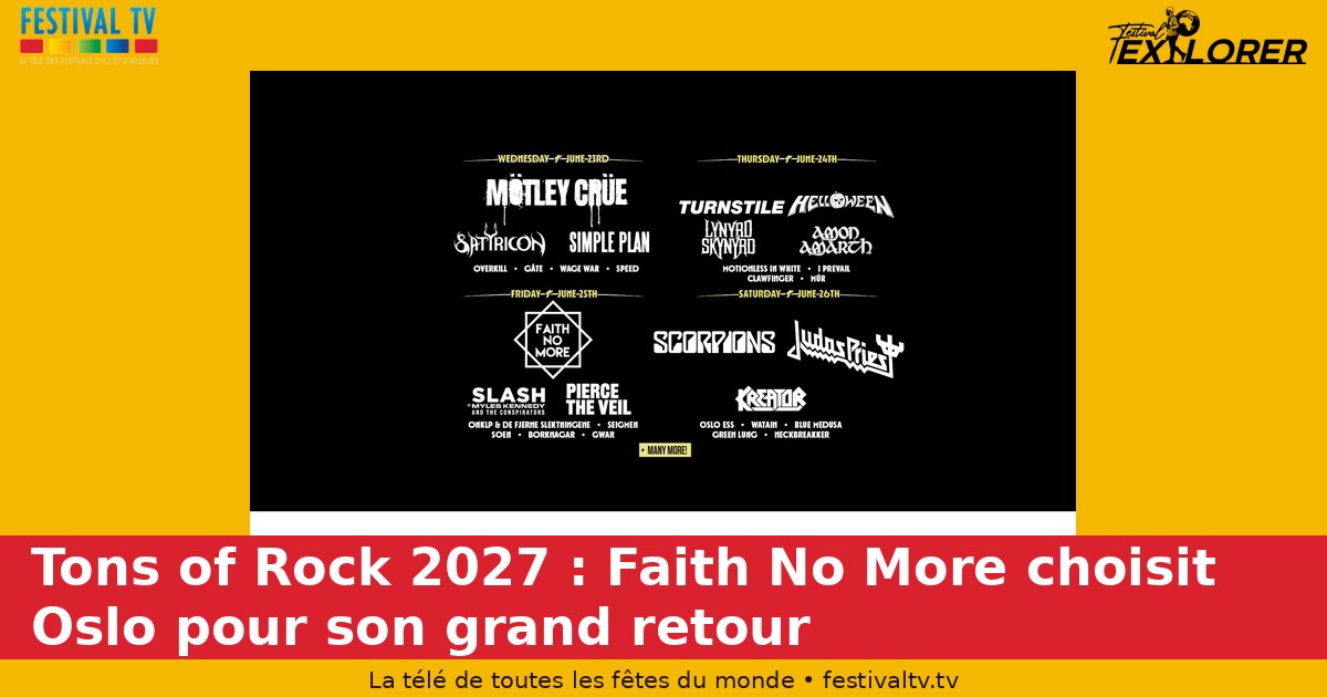Tons of Rock 2027: Faith No More choose Oslo for their big comeback