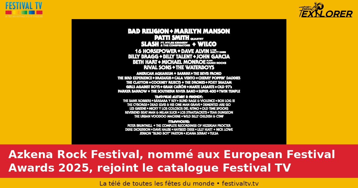 Azkena Rock Festival, nommé aux European Festival Awards 2025, rejoint le catalogue Festival TV