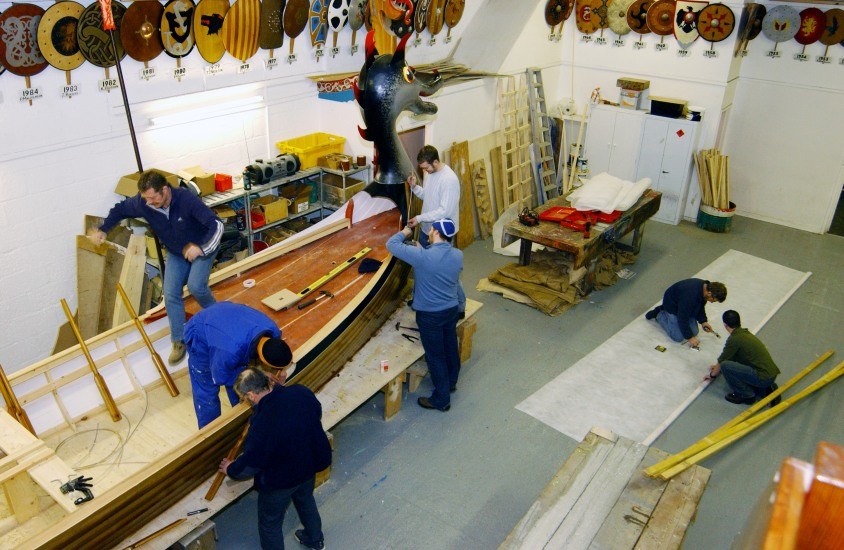 The construction of the Viking galley in the Galley Shed in Lerwick