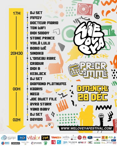 WeLovEya — Official poster — program of the day 2, Sunday 28 December (© WeLovEya Festival)