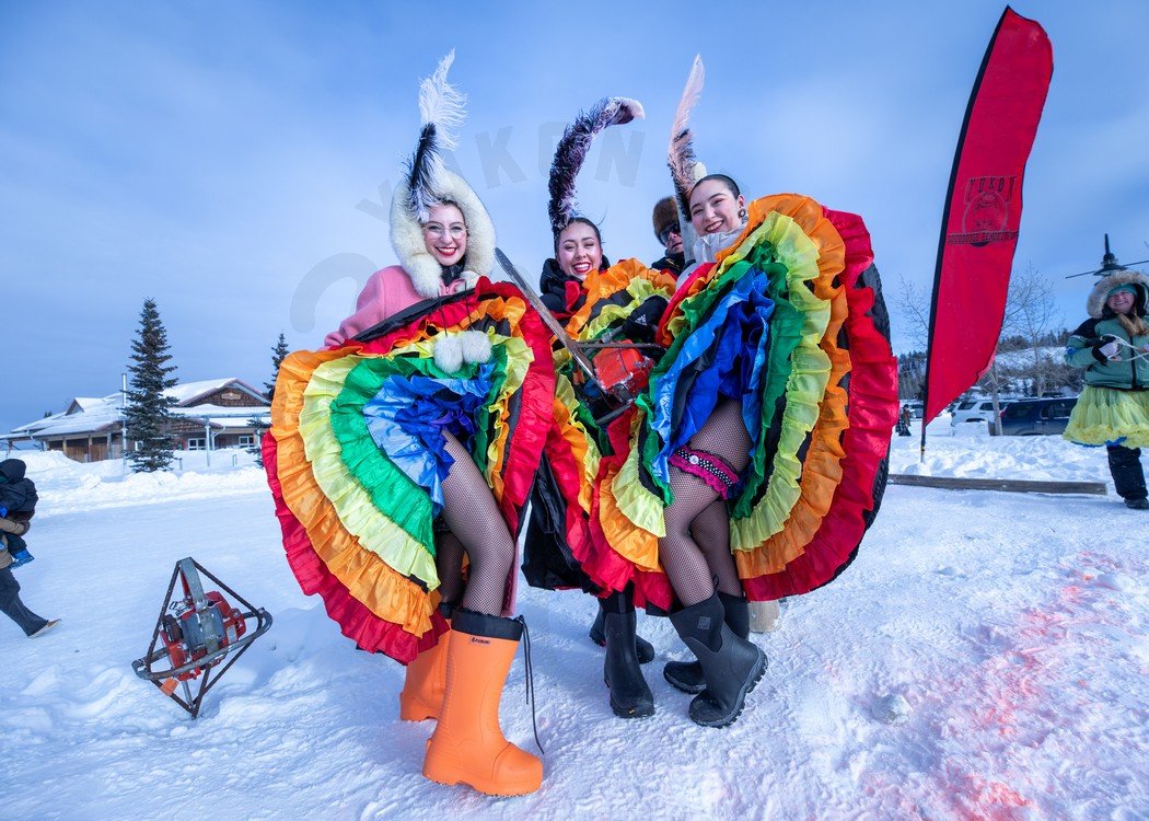 Can-Can dancers in the snow in Yukon Sourough Rendezvous 2026